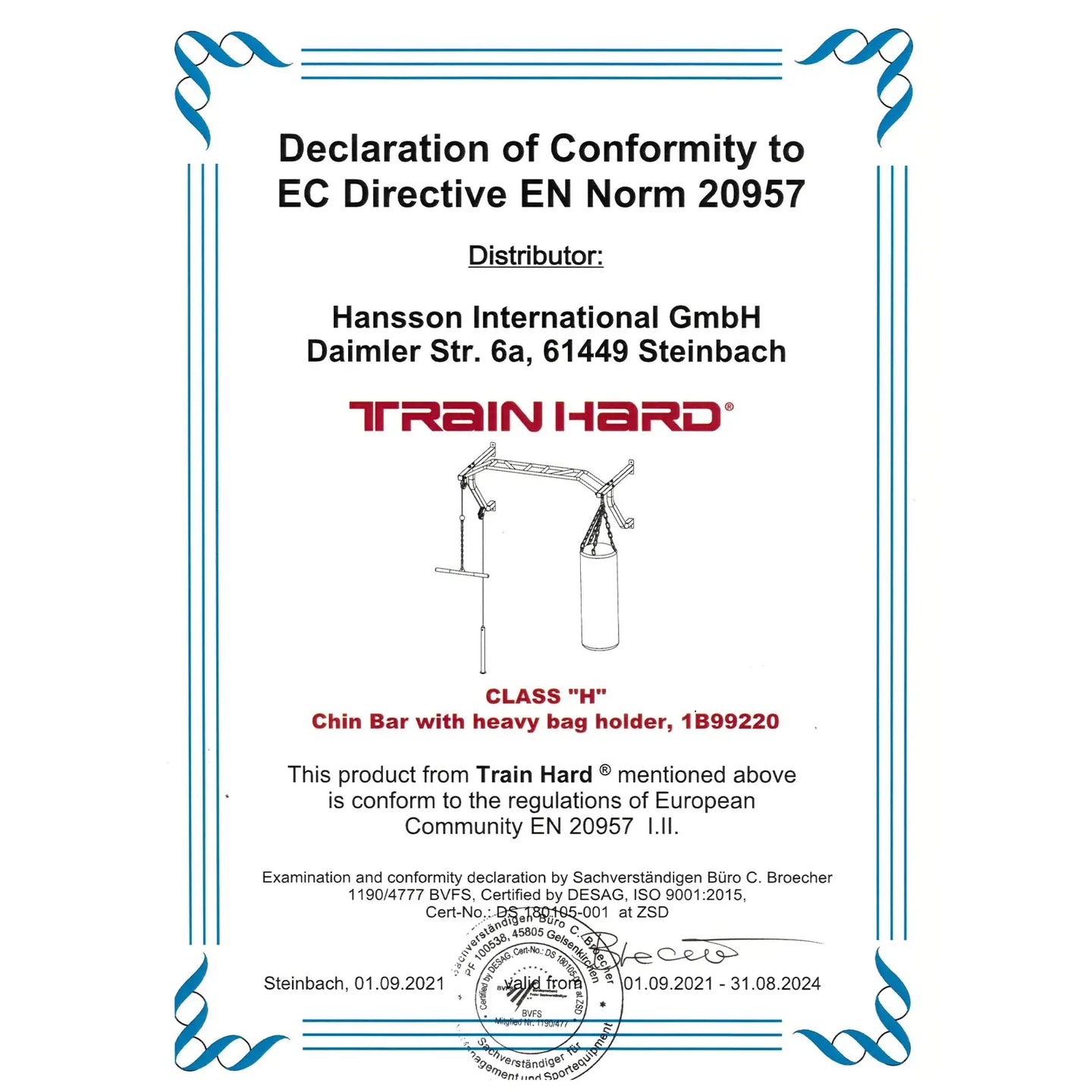 Train Hard® Klimmzugstange mit Latzug & Boxsackhalterung HanssonSports.de