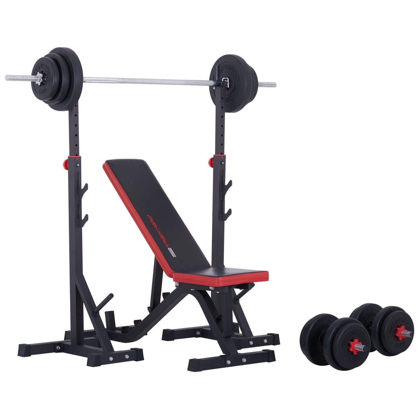 Train Hard® Hantelbank Set mit Hantelständer + 50 kg Gewichte HanssonSports.de