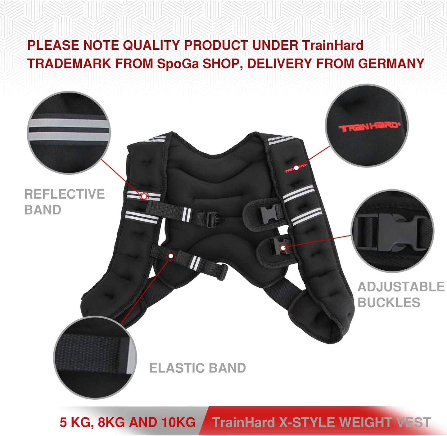 Gewichtsweste 10 KG, X-Style, Trainingsweste für Krafttraining, Laufen, Fitness, uvm. HanssonSports.de