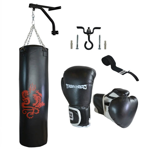 Train Hard® Boxsack 130cm, 35 Kg, als Set, m./o. Klimmzug