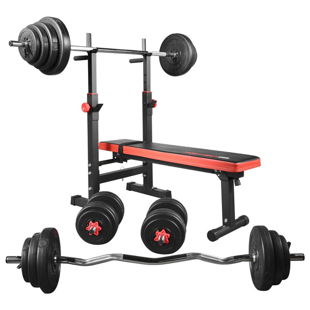Train Hard® Multifunktionelle Hantelbank SET + 90 Kg HanssonSports.de