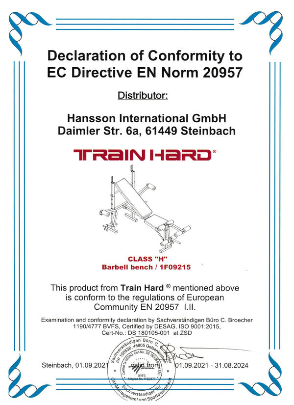 Train Hard® Multifunktionelle Hantelbank Set inkl. 70 Kg HanssonSports.de
