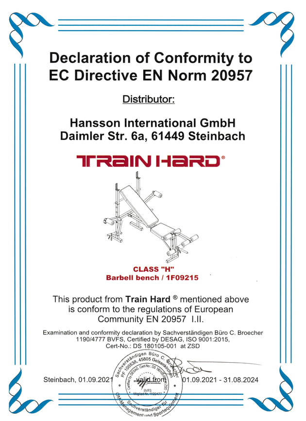 Train Hard® Multifunktionelle Hantelbank Set inkl. 70 Kg HanssonSports.de