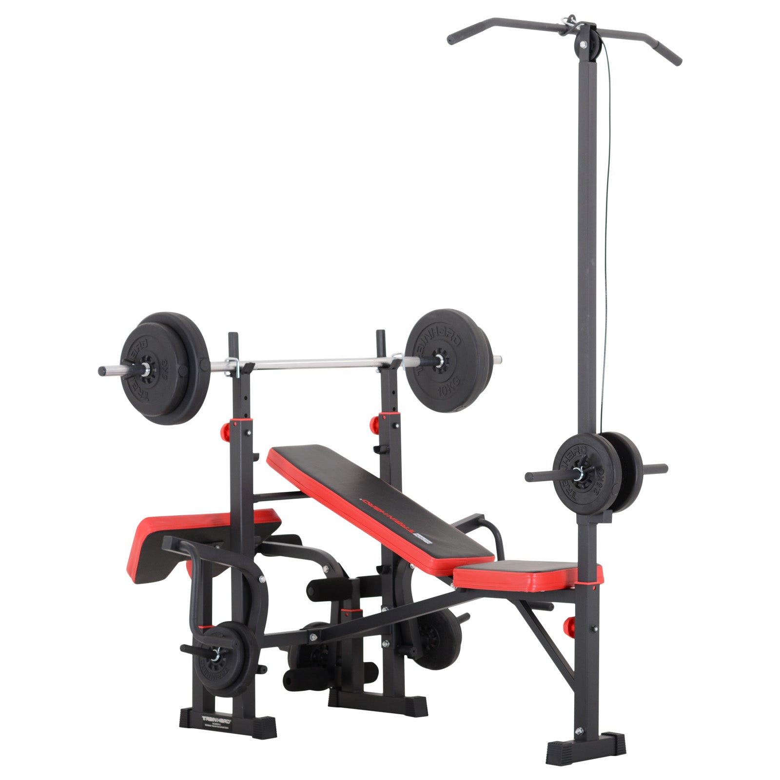 Train Hard® Kraftstation mit Latzugturm, im Set inkl. 90 kg Gewichte