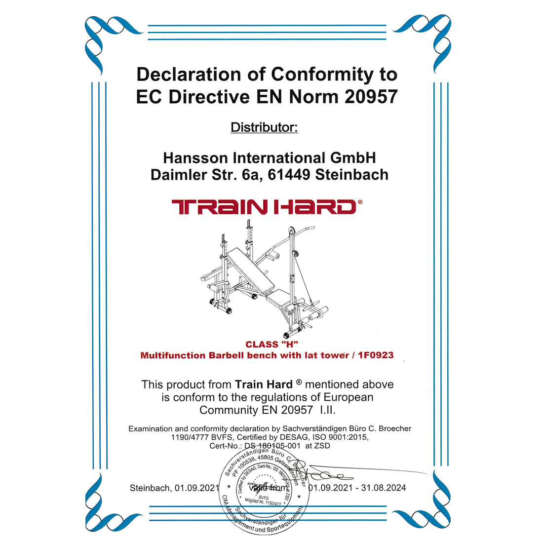 Train Hard® multifunktionelle Hantelbank m. Latzug, Arm- Beincurl, Butterfly HanssonSports.de