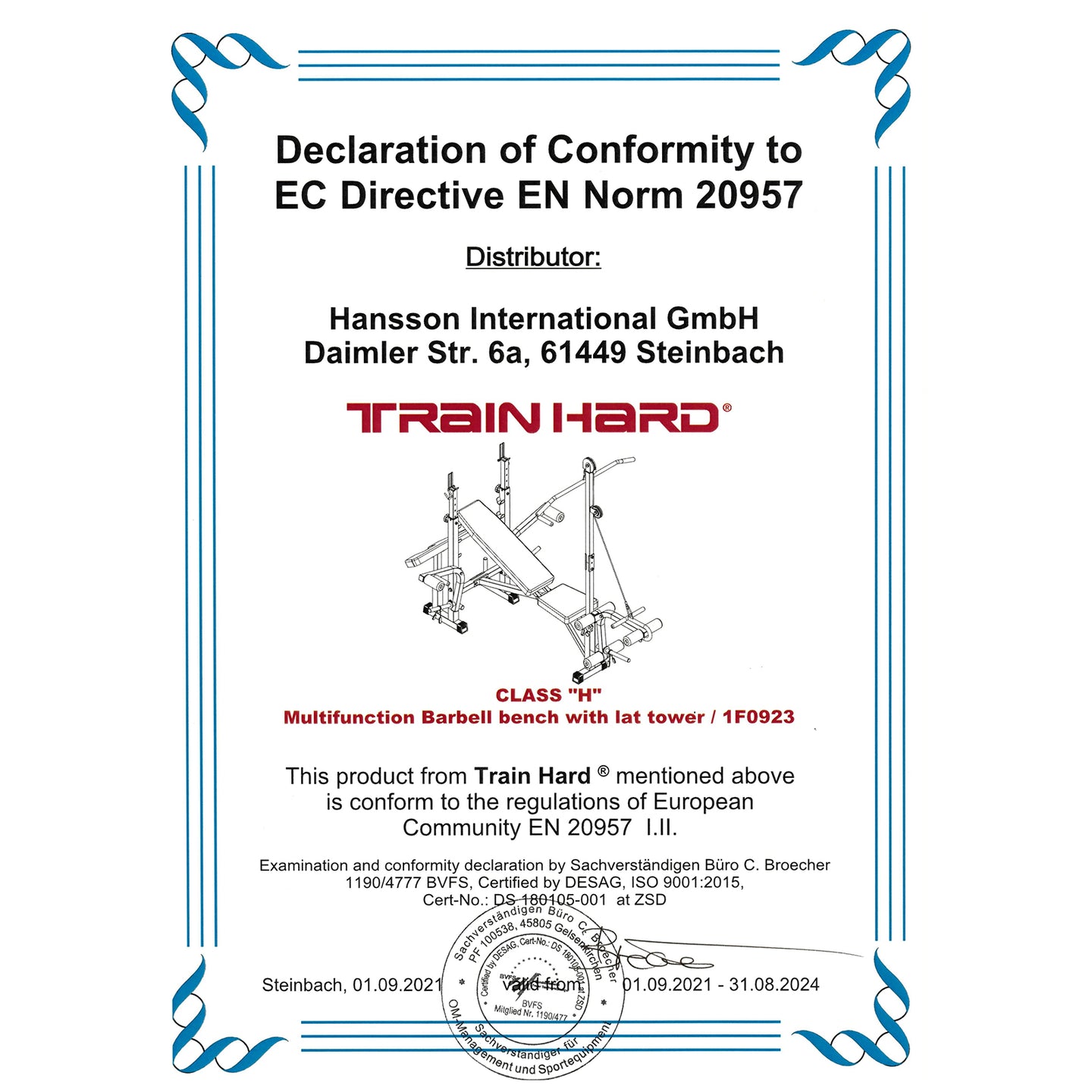 Train Hard® multifunktionelle Hantelbank m. Latzug, Arm- Beincurl, Butterfly HanssonSports.de