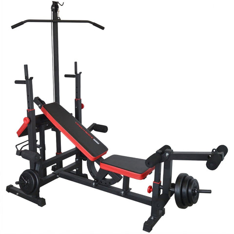 Train Hard® Kraftstation Universal inkl. Latzug + Langhantel u. 60 Kg