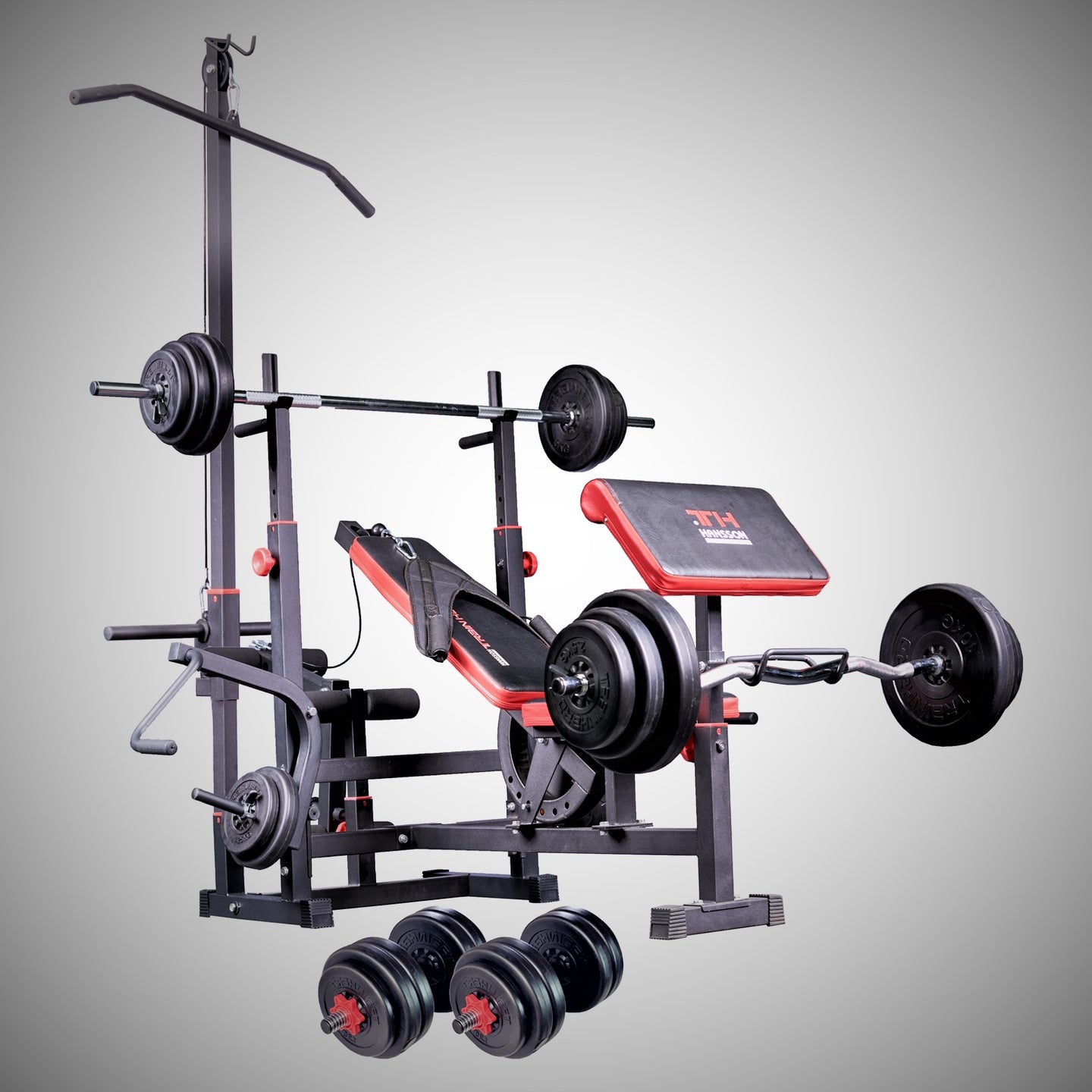 Train Hard® Multi-Kraftstation mit Latzug im Set inkl. 100 kg HanssonSports.de