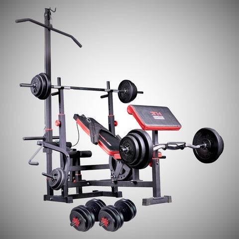 Train Hard® Kraftstation Mega-Set mit Latzug inkl. 100 kg