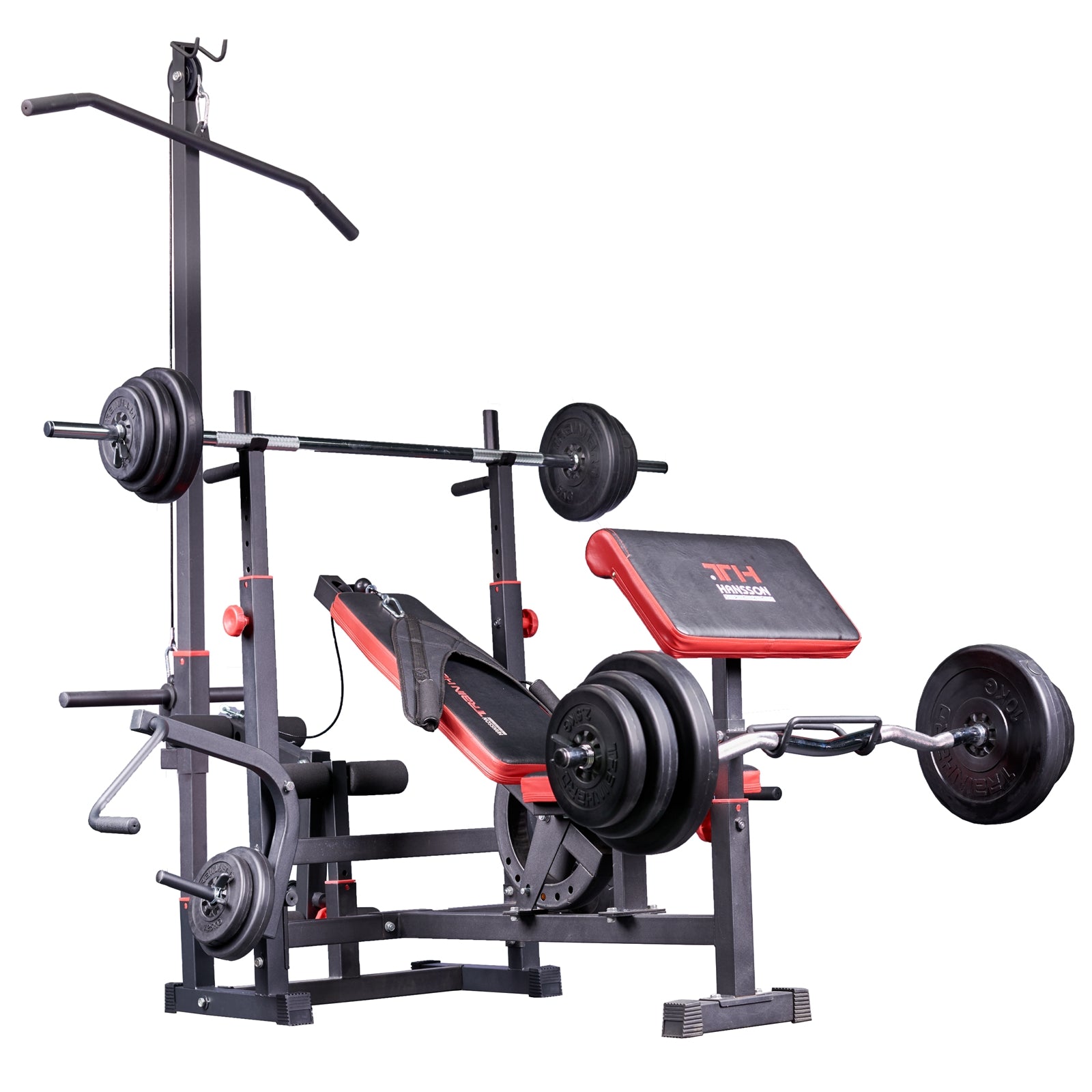Train Hard® Kraftstation komplettes Set mit Latzug + 50 kg