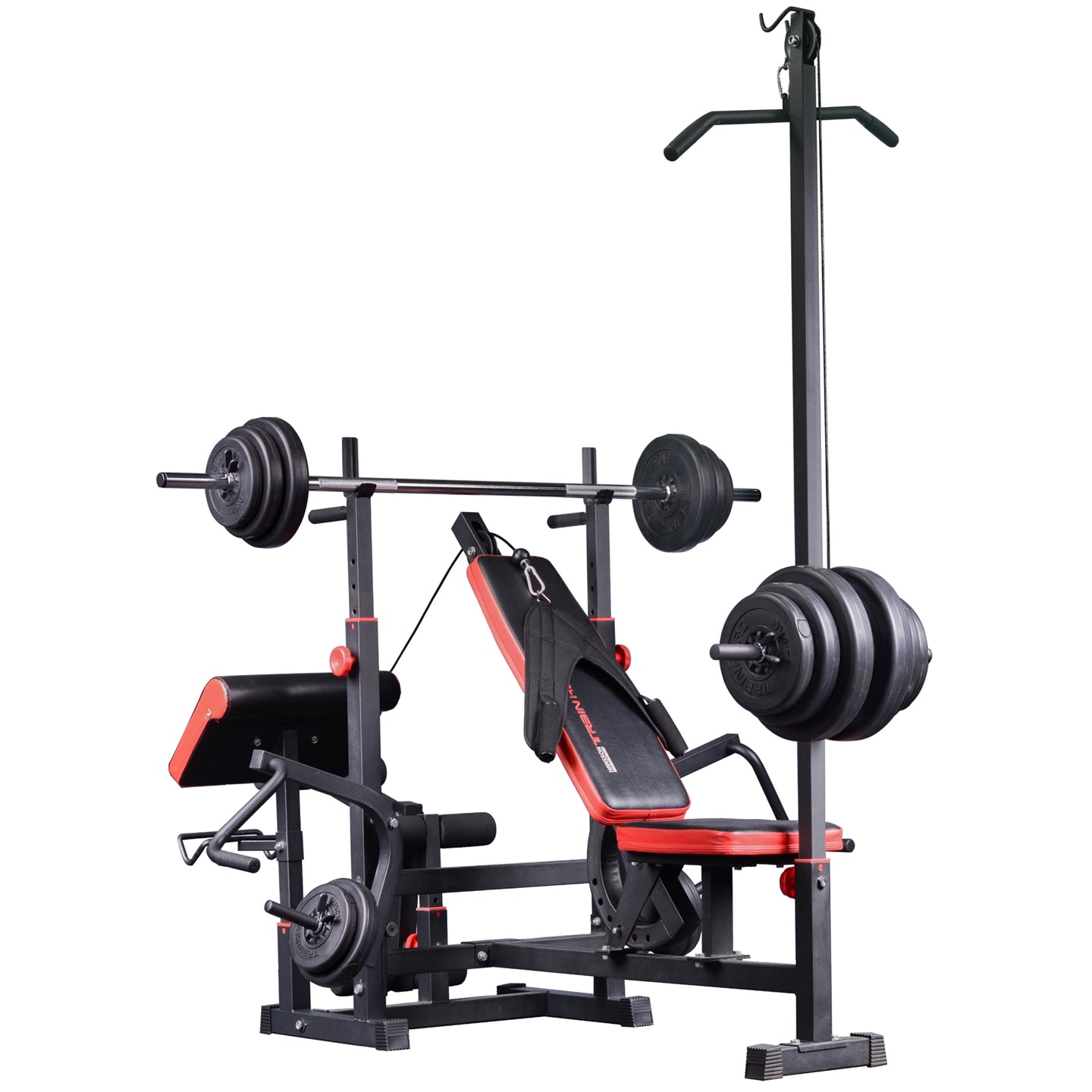 Train Hard® Kraftstation inkl. Latzug, Lang- und Curlhantel, 50 Kg Gewichte HanssonSports.de