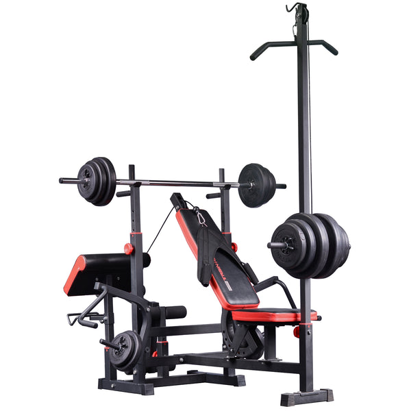 Train Hard® Kraftstation inkl. Latzug, Lang- und Curlhantel, 50 Kg Gewichte HanssonSports.de