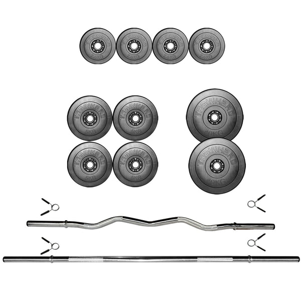 Train Hard® Kraftstation inkl. Latzug, Lang- und Curlhantel, 50 Kg Gewichte HanssonSports.de