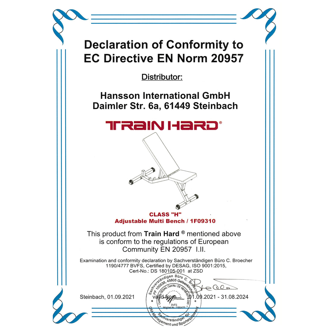 Train Hard® Trainingsbank, variabel einstellbare Hantelbank HanssonSports.de
