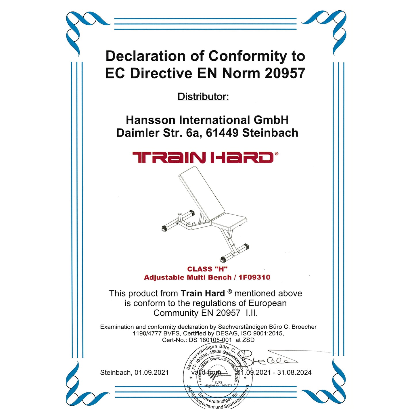 Train Hard® Trainingsbank, variabel einstellbare Hantelbank HanssonSports.de