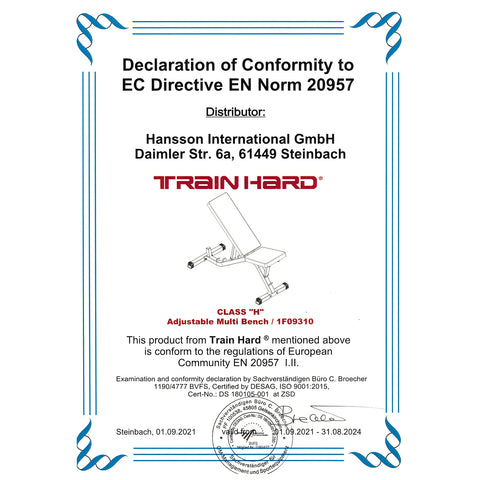 Train Hard® Trainingsbank, variabel einstellbare Hantelbank