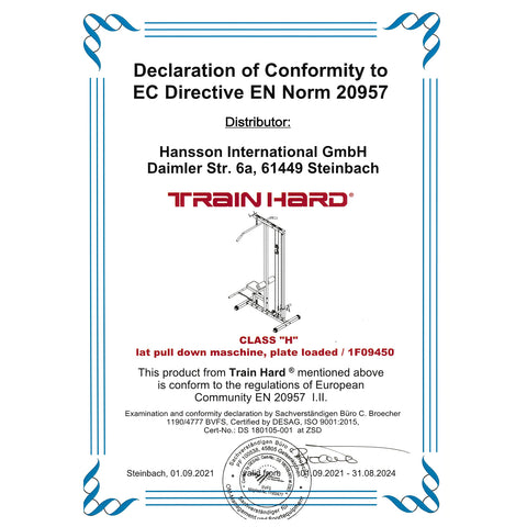 Train Hard® Latzugstation-Seilzug, mit 47,5 kg Gewichte