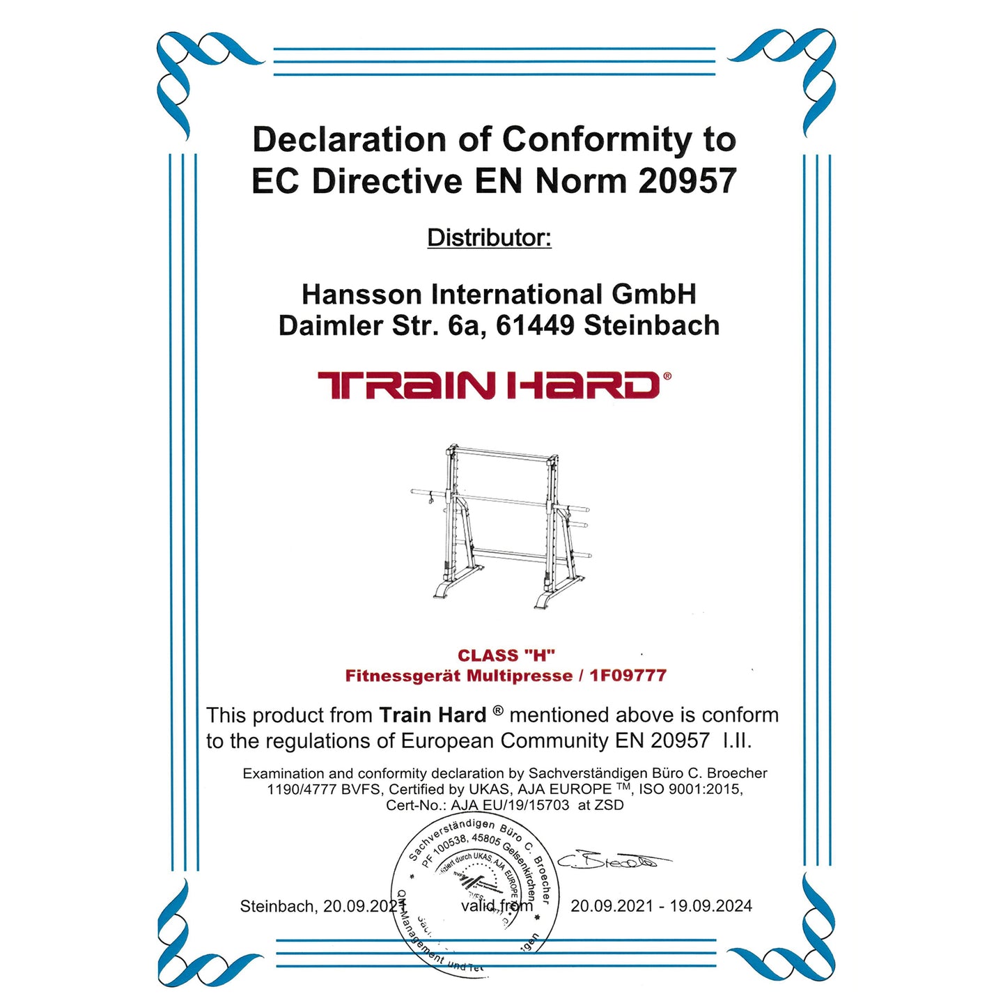 Train Hard® Multipresse Smith Machine 400 Kg belastbar HanssonSports.de