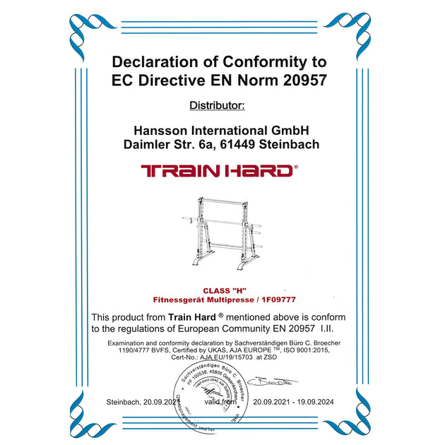 Train Hard® Multipresse Smith Machine 400 Kg belastbar HanssonSports.de