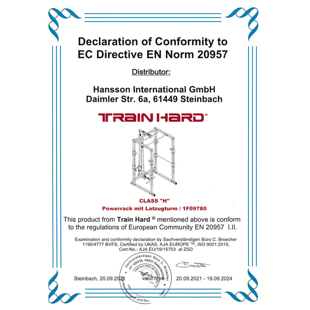 Train Hard® Power Rack 400 Kg belastbar, inkl. Latzugturm HanssonSports.de