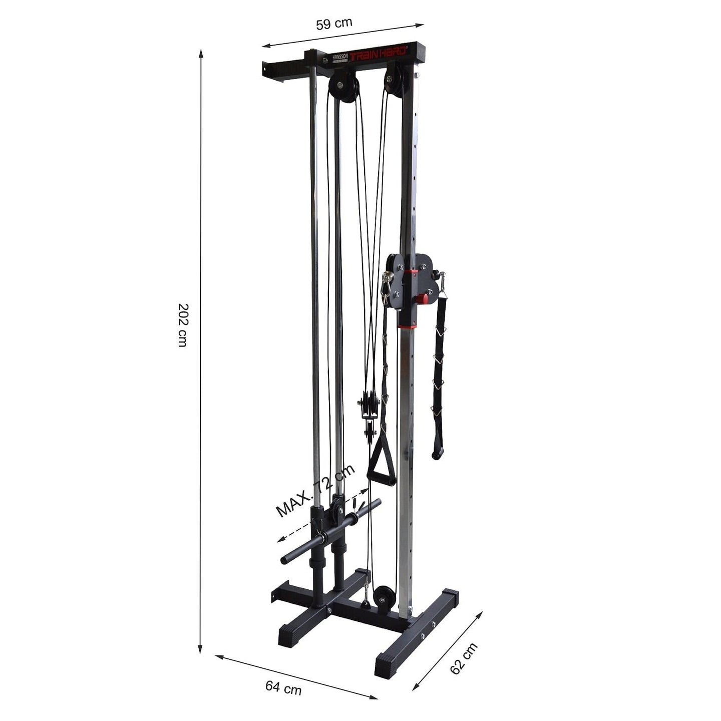 Train Hard® Latzugstation zur Wandbefestigung m/o Gewichte HanssonSports.de
