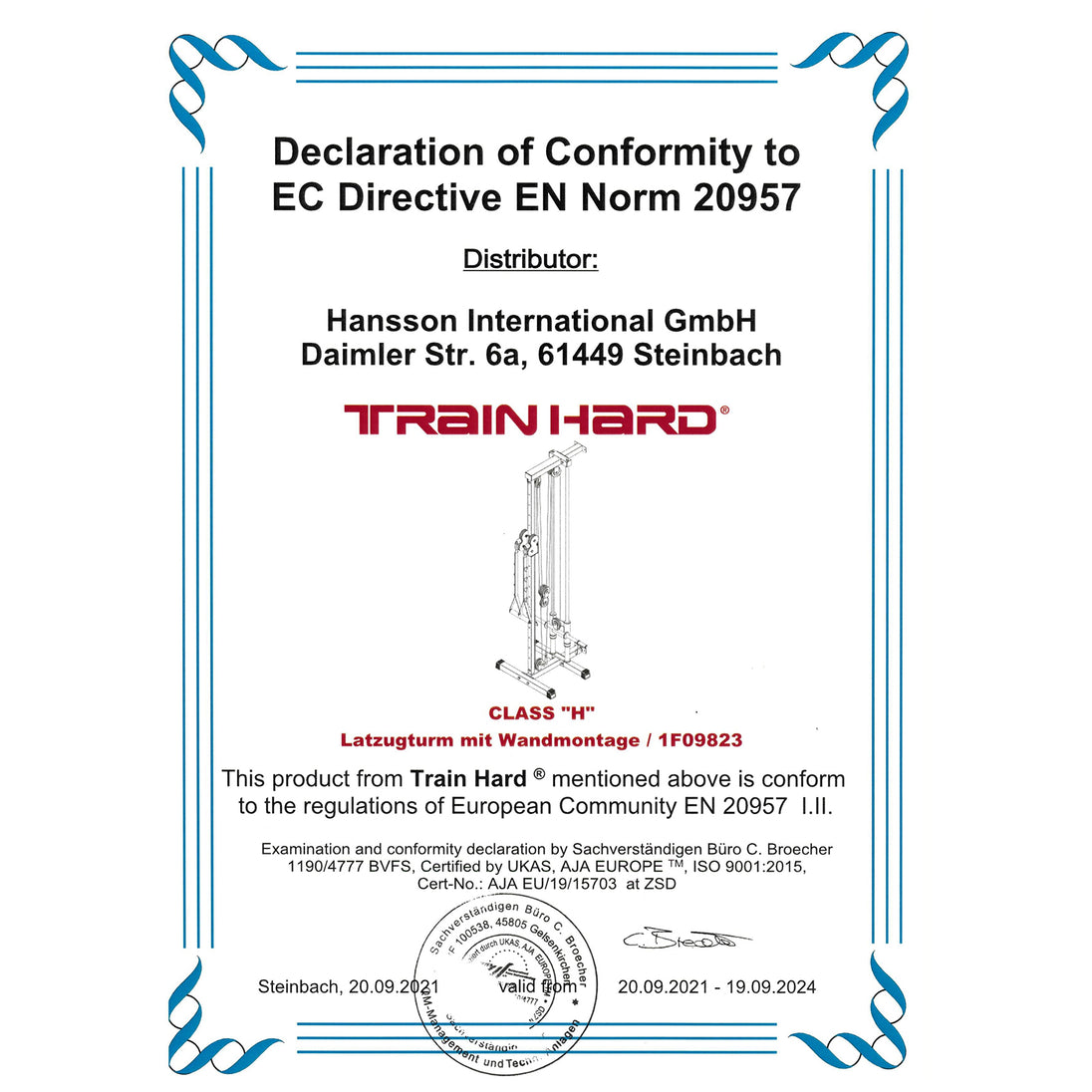 Train Hard® Latzugstation zur Wandbefestigung m/o Gewichte HanssonSports.de