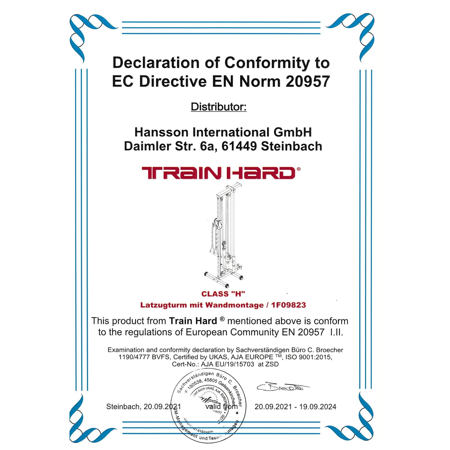 Train Hard® Latzugstation zur Wandbefestigung m/o Gewichte HanssonSports.de