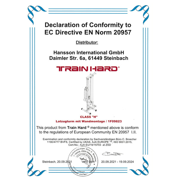 Train Hard® Latzugstation zur Wandbefestigung m/o Gewichte HanssonSports.de