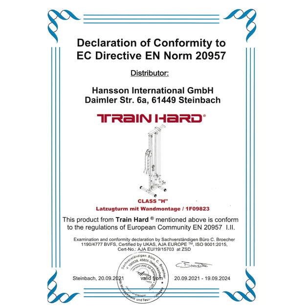 Train Hard® Latzugstation zur Wandbefestigung m/o Gewichte HanssonSports.de