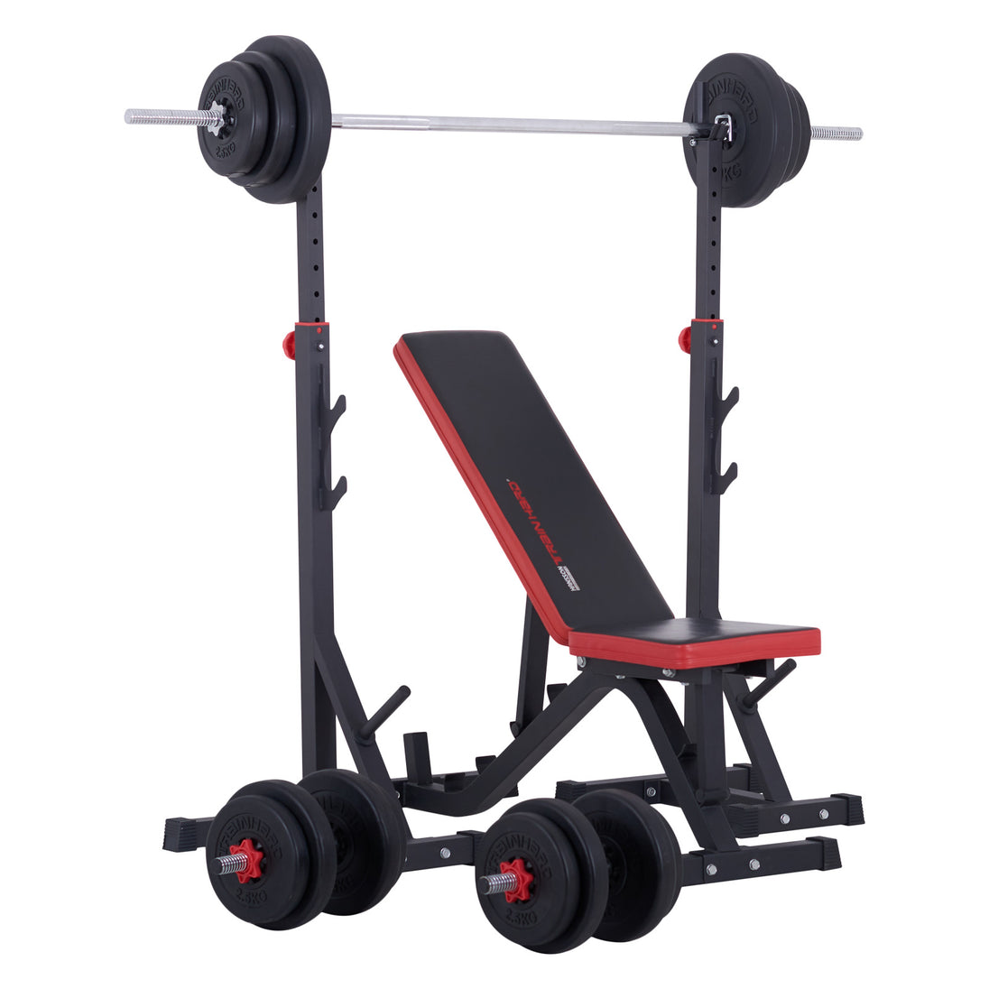 Train Hard® Hantelbank Set mit Hantelständer + 50 kg Gewichte HanssonSports.de
