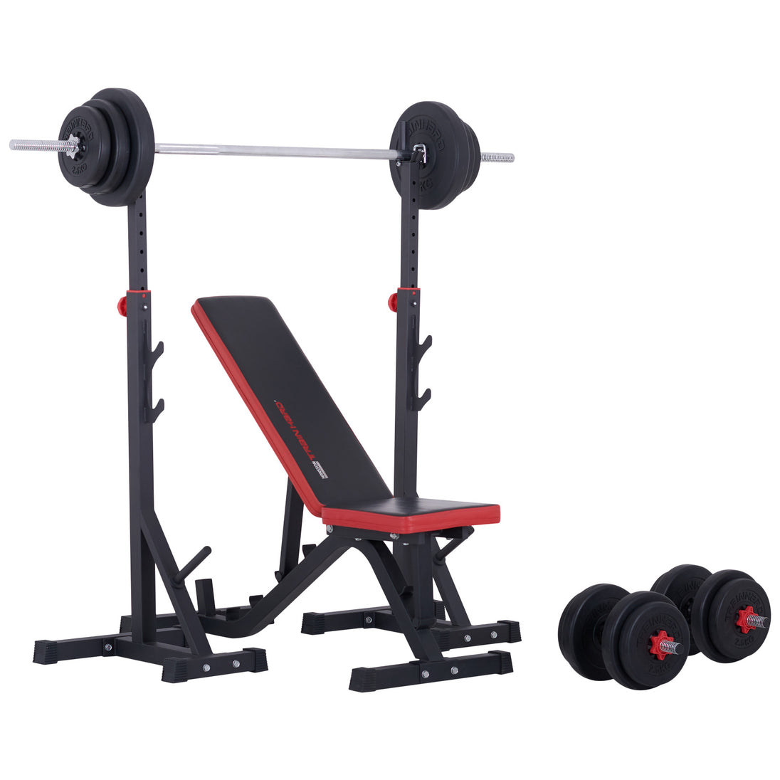 Train Hard® Hantelbank Set mit Hantelständer + 50 kg Gewichte HanssonSports.de