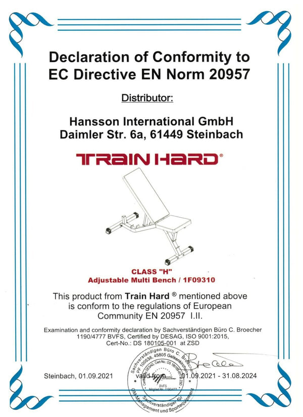 Train Hard® Verstellbare Hantelbank Schrägbank mit Hantelständer HanssonSports.de