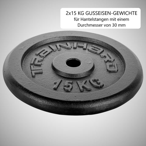 Train Hard® Hantelscheiben Gusseisen 2 x 15 Kg