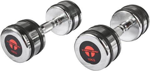 Train Hard® Chromhantel Kurzhantel-Set Studio Qualität mit Gummiring 1-10 kg