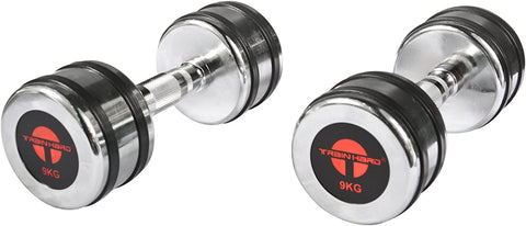 Train Hard® Chromhantel Kurzhantel-Set Studio Qualität mit Gummiring 1-10 kg