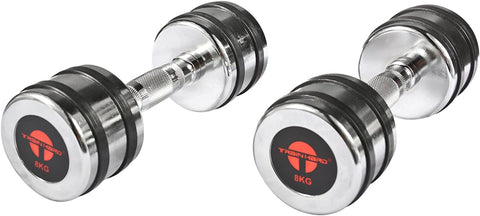 Train Hard® Chromhantel Kurzhantel-Set Studio Qualität mit Gummiring 1-10 kg
