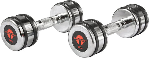 Train Hard® Chromhantel Kurzhantel-Set Studio Qualität mit Gummiring 1-10 kg