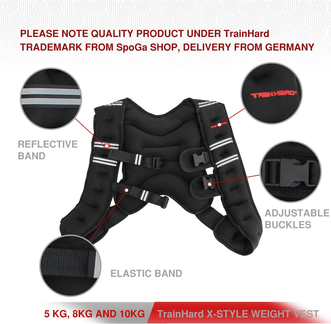 Gewichtsweste 10 KG, X-Style, Trainingsweste für Krafttraining, Laufen, Fitness, uvm. HanssonSports.de