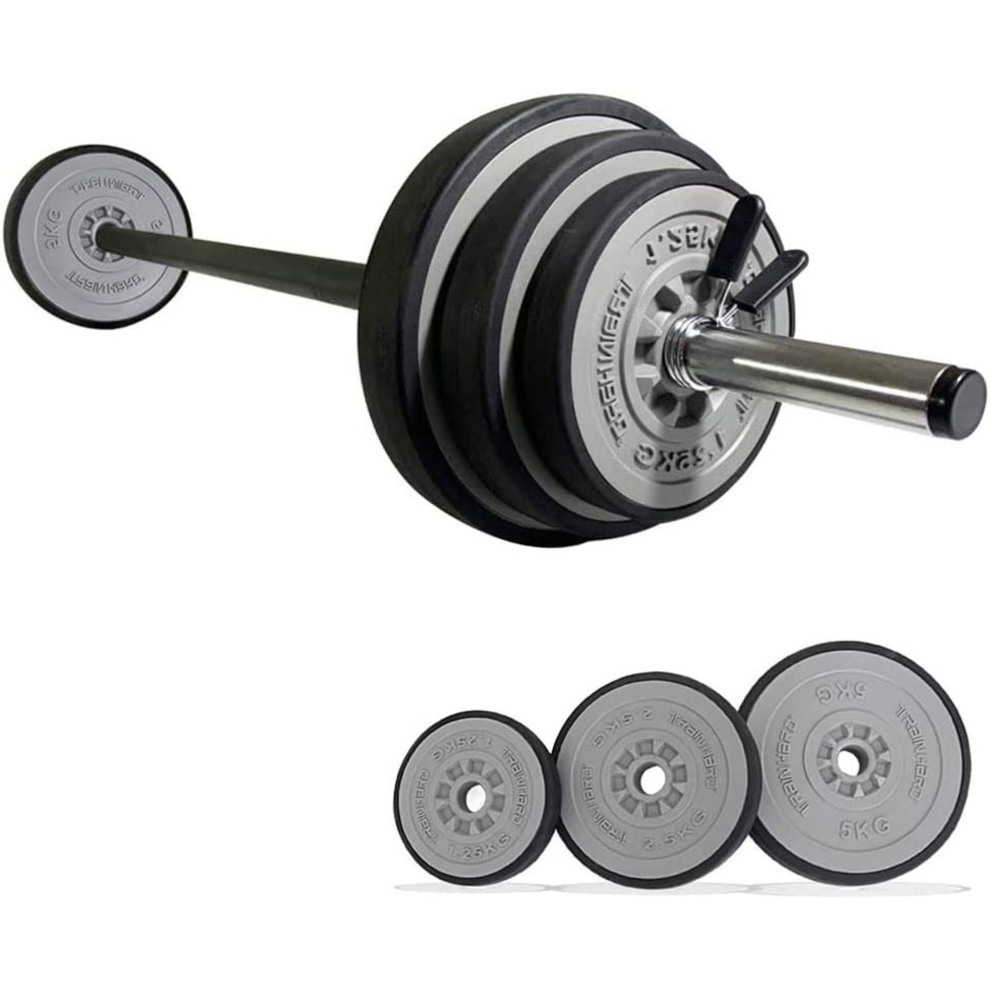 Train Hard® Hantelset mit Langhantelstange von 140 cm, mit Gewichte HanssonSports.de