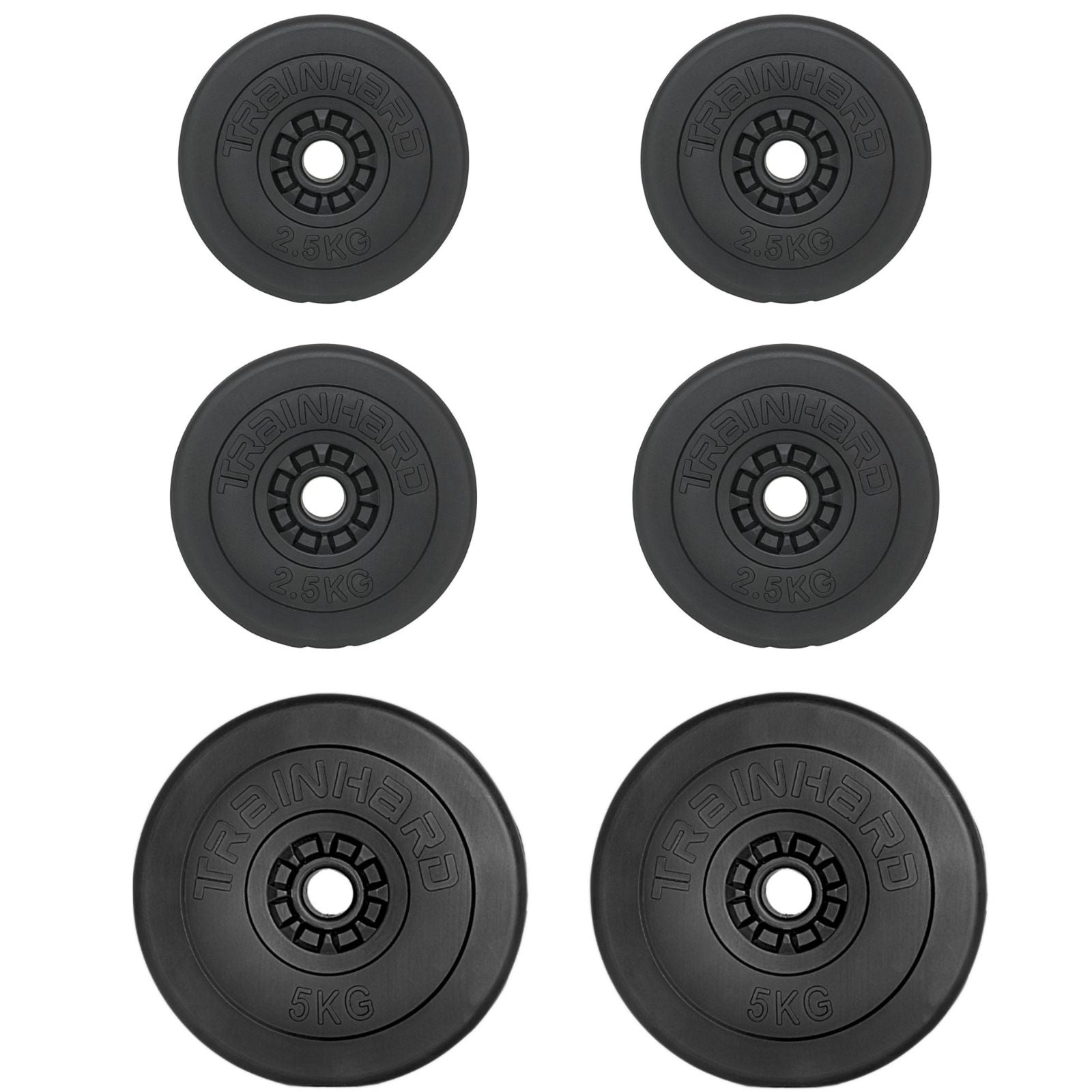 Train Hard® Hantelscheiben mit 30 mm Ldm, 20 kg, Kunststoff/Zement