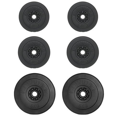 Train Hard® Hantelscheiben mit 30 mm Ldm, 20 kg, Kunststoff/Zement