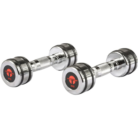 Train Hard® Chromhantel Kurzhantel-Set Studio Qualität mit Gummiring 1-10 kg